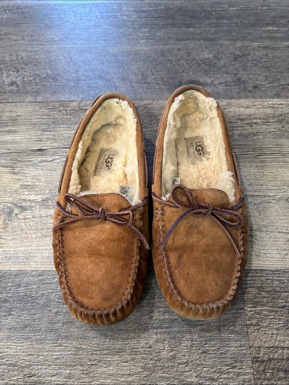 UGG Women’s Chestnut Suede Shearling Lined Moccasin Slippers